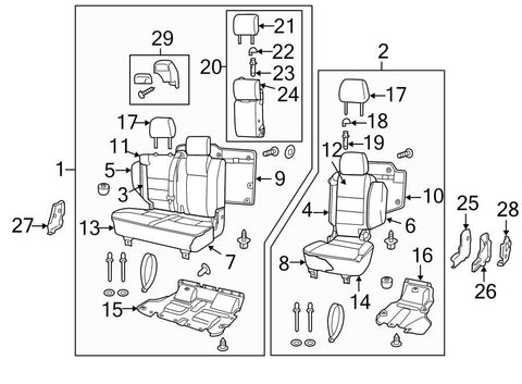 LAND ROVER HLJ000290LPW ARMREST 2ND ROW SEAT, CLOTH, DARK SMOKESTONE. PARTS: PART IS INCLUDED WITH SEAT ASSEMBLY. ORDER BY COLOR AND APPLICATION.. IMAGE NUMBER 20